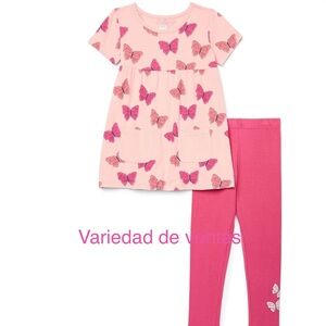 Wonder Nation Little Girls 2-Piece T-Shirt Dress and Leggings Outfit Set